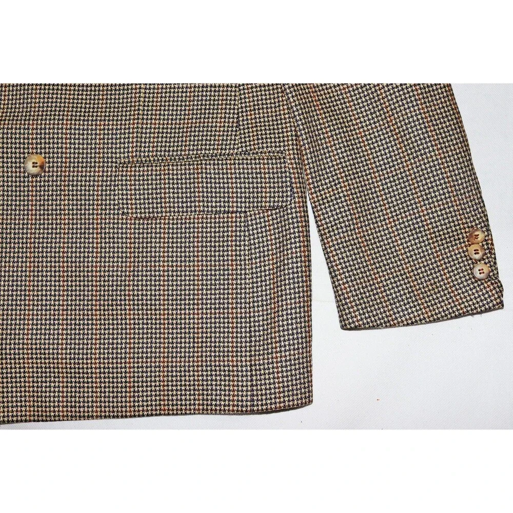 Bartolini 100%‎ Silk Sport Coat Blazer Jacket S 44 Houndstooth Check Vintage